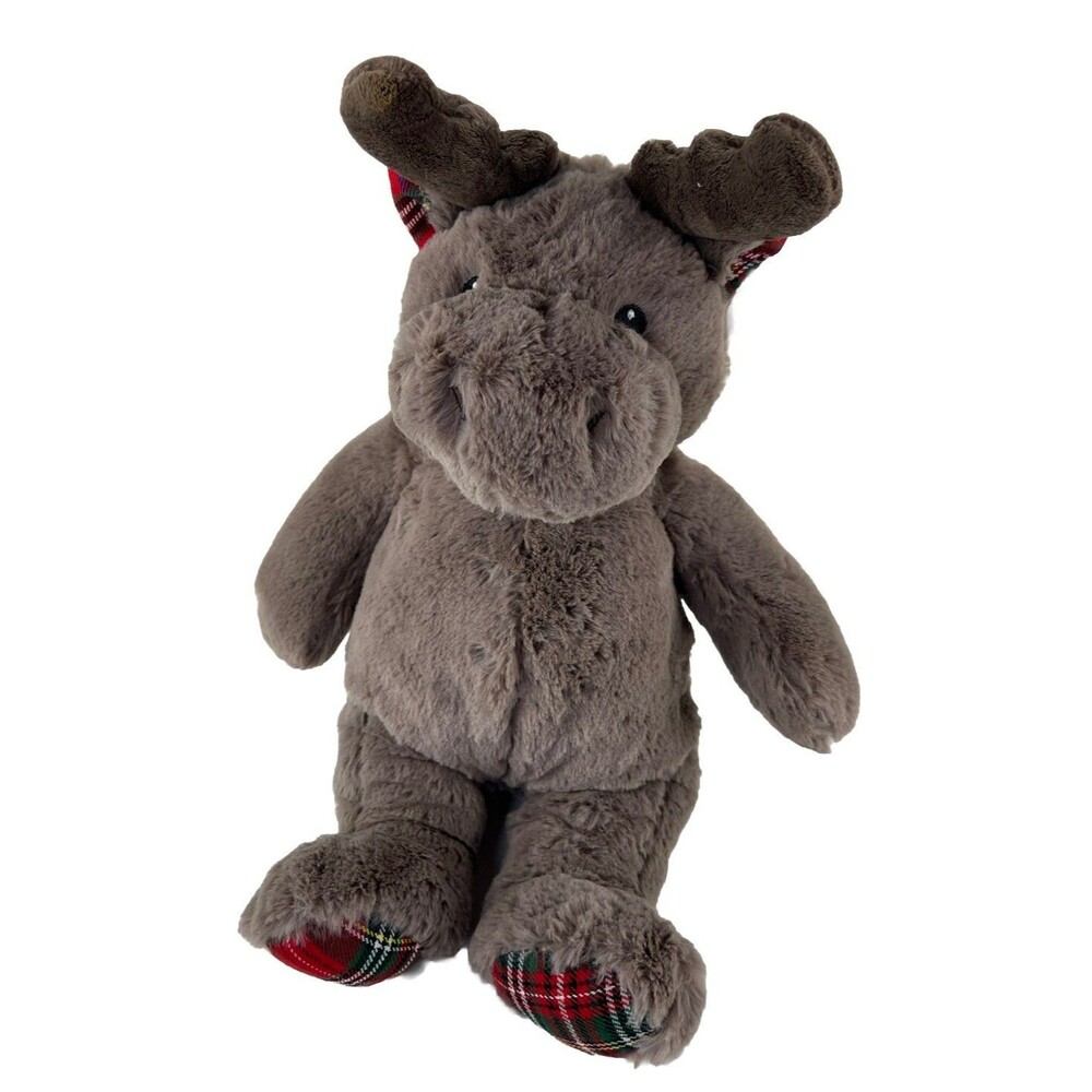 Cloud B Dreamy Hugginz Holiday 16" Moose Reindeer Plush Stuffed Animal Red Plaid